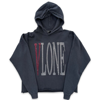 Vlone Staple Red Rhinestone Hoodie Black