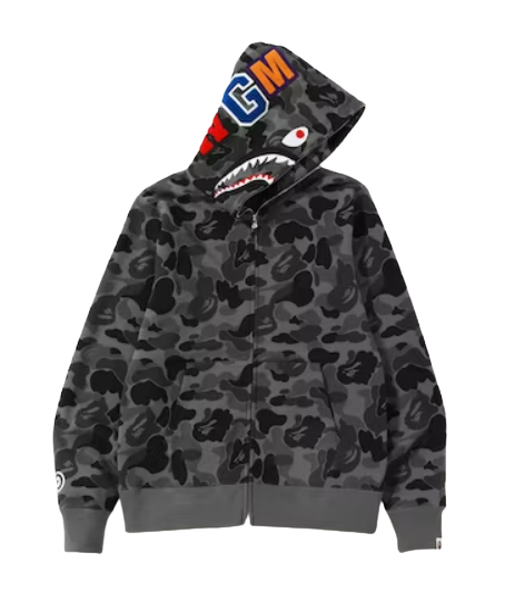 BAPE ABC Camo Shark Full Zip Hoodie Black