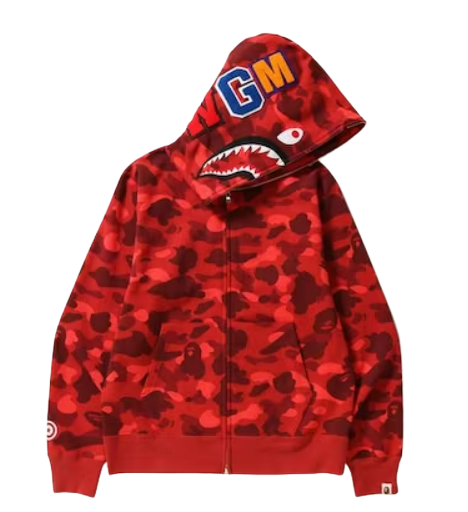 BAPE Color Camo Shark Full Zip Hoodie Red