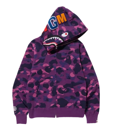 BAPE Color Camo Shark Full Zip Hoodie Purple