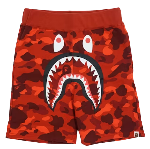BAPE Color Camo Shark Sweatshorts Red