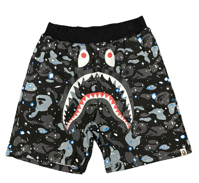 BAPE Space Camo Shark Sweat Shorts Black